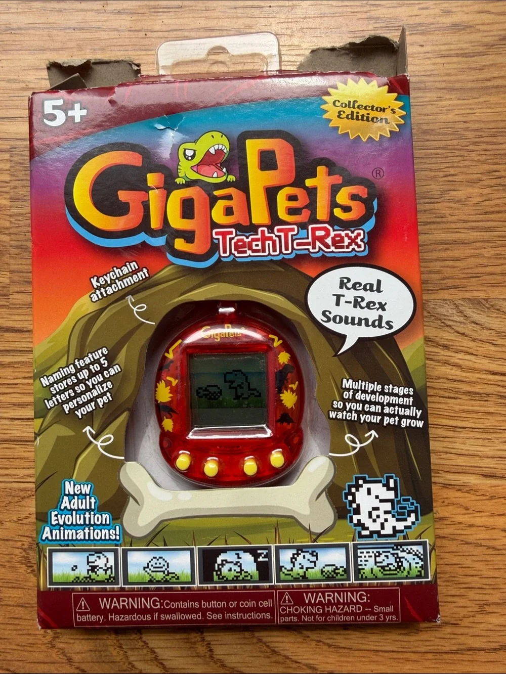 Top Secret GigaPets TechT-Rex Handheld Virtual Pet Red & Yellow New!! 90’s